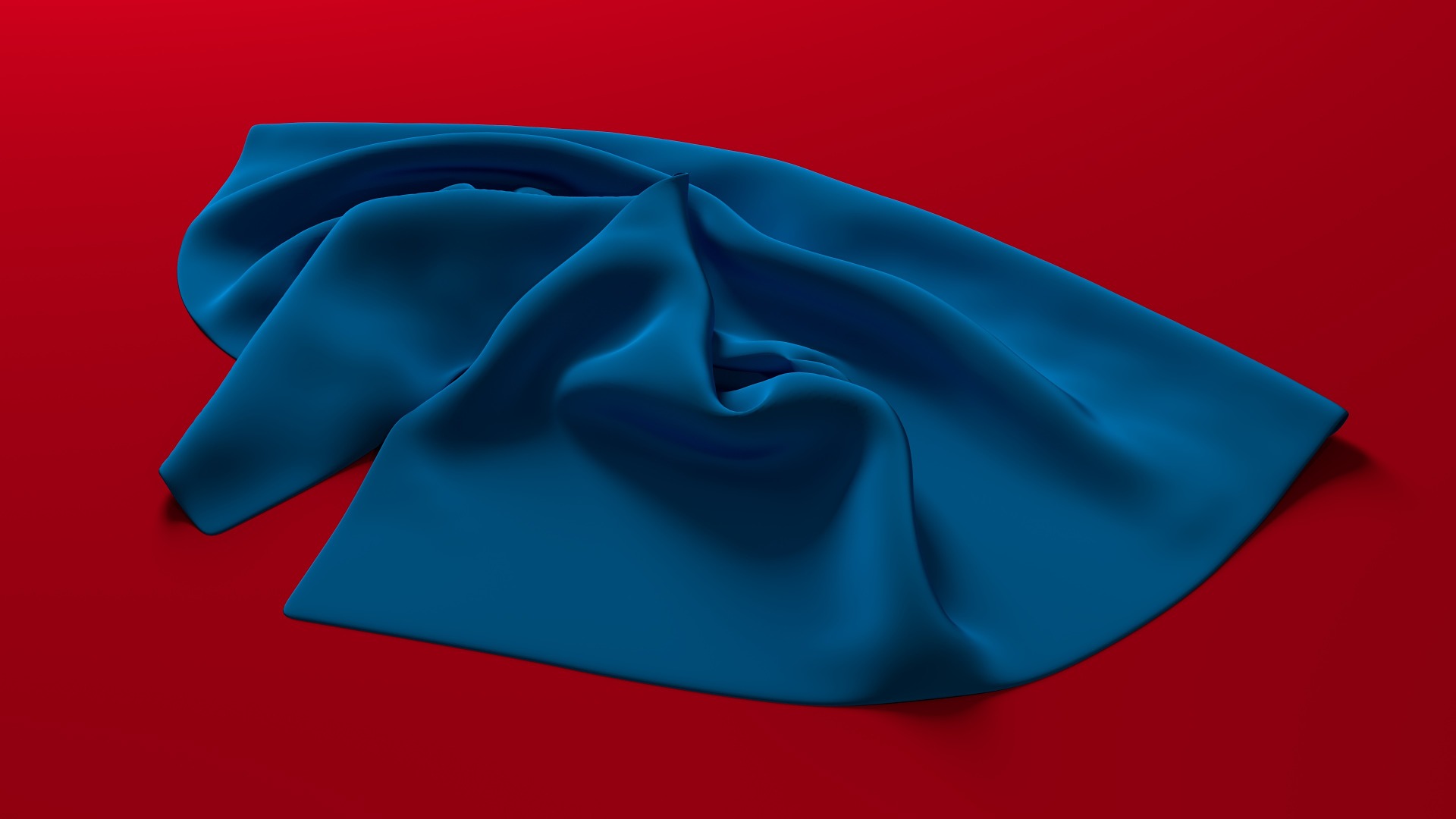 Ein blaues Tuch auf roten Grund